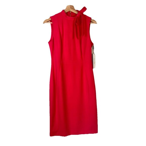 CALVIN KLEIN BOW TIE SHEATH DRESS HOT PINK SIZE 6 NWT OFFICE DATE NIGHT PARTY - Picture 2 of 13